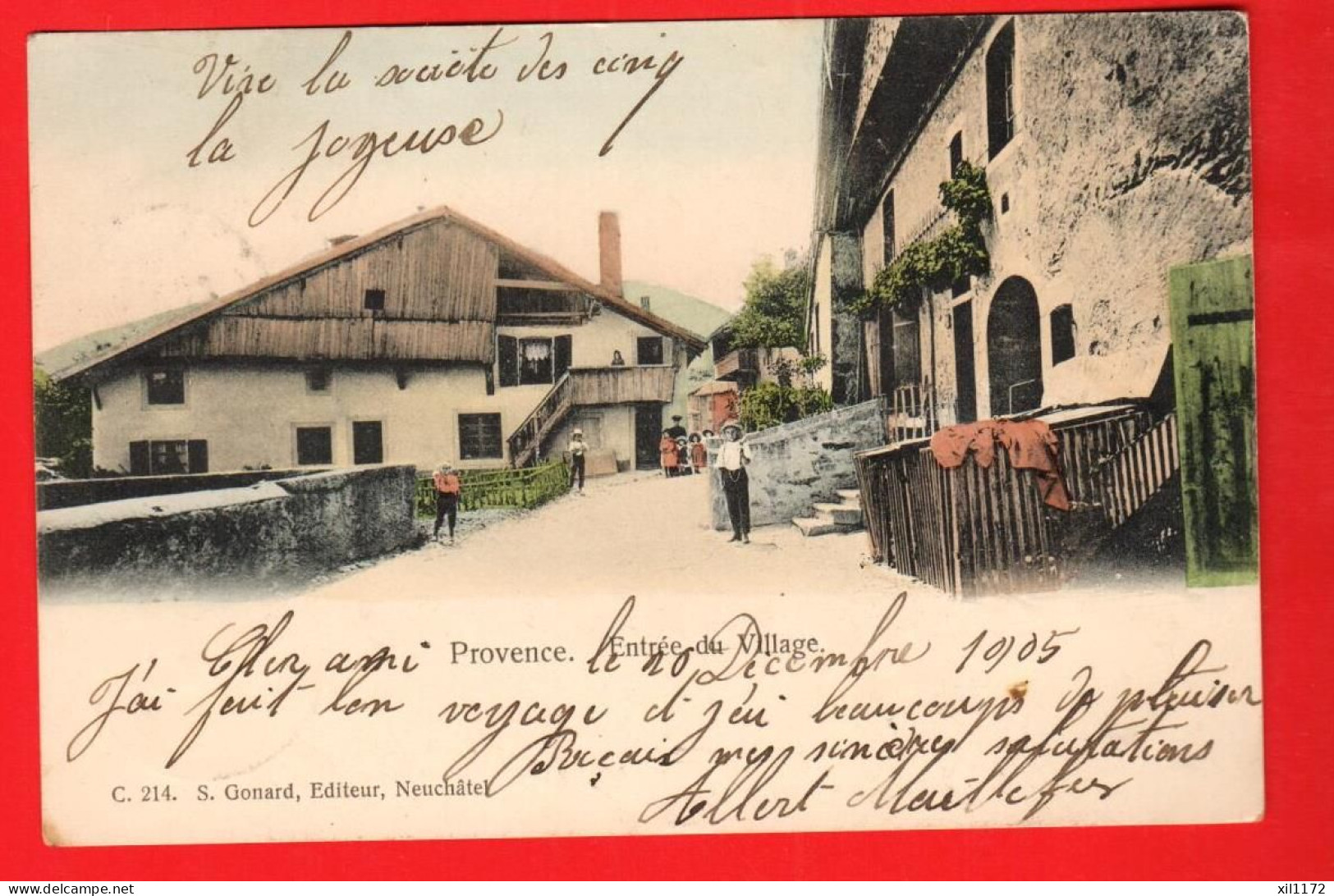 XZH-20 RARE  Provence  Entrée Du Village  Jura Nord Vaud. ANIME. Gonard 214. Dos Simple Circ. 1905 - Provence