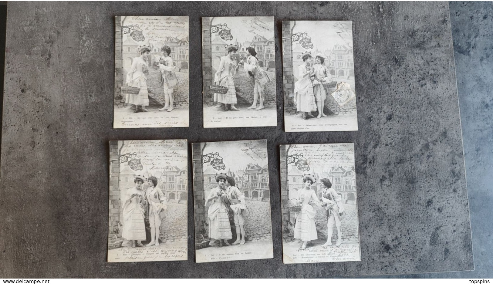 LOT 6 CARTE POSTALE CP FANTAISIE AMOUR HOTEL DU CHARIOT D'OR ANNEES 1900 TBE - Collezioni E Lotti