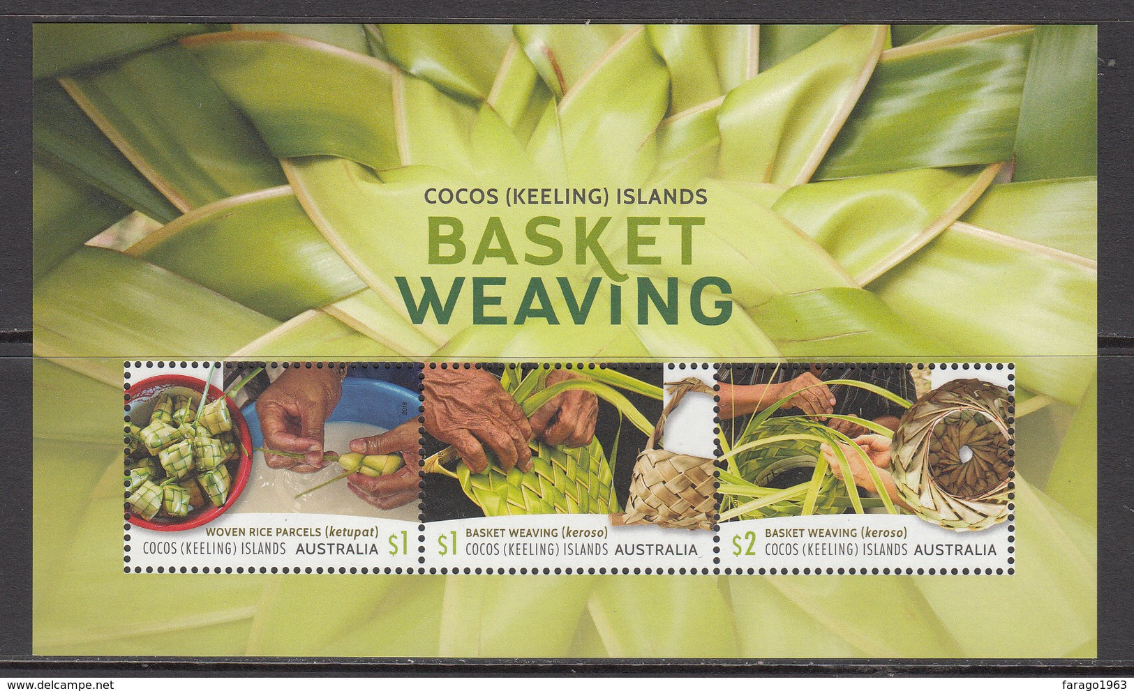 2018 Cocos Island Basket Weaving Souvenir Sheet MNH - Cocos (Keeling) Islands