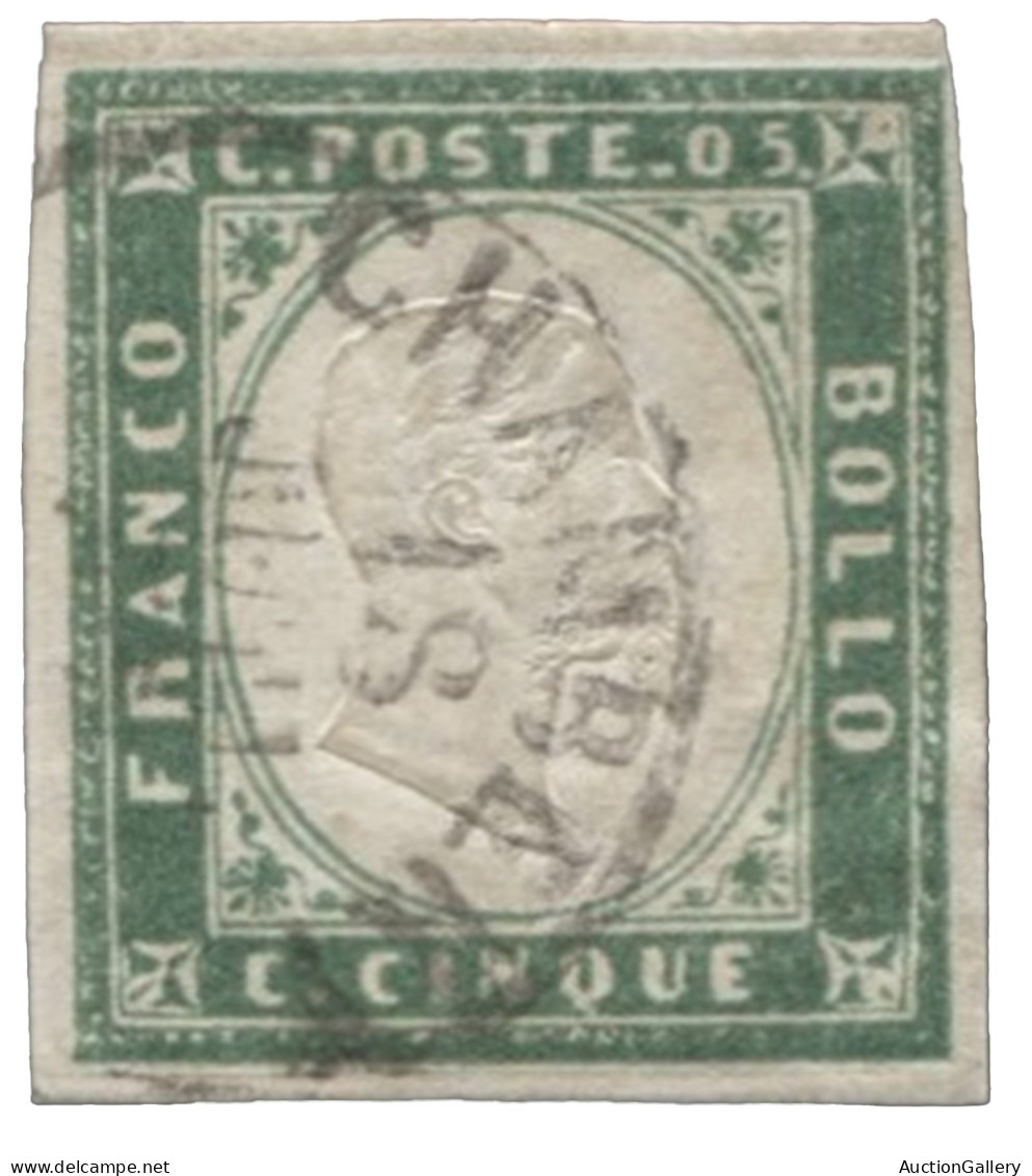 Antichi Stati Italiani - Sardegna - 5 Cent Verde Pisello Bene Marginato - Chambery - Em.D + AD + Raybaudi - (13c) - Altri & Non Classificati