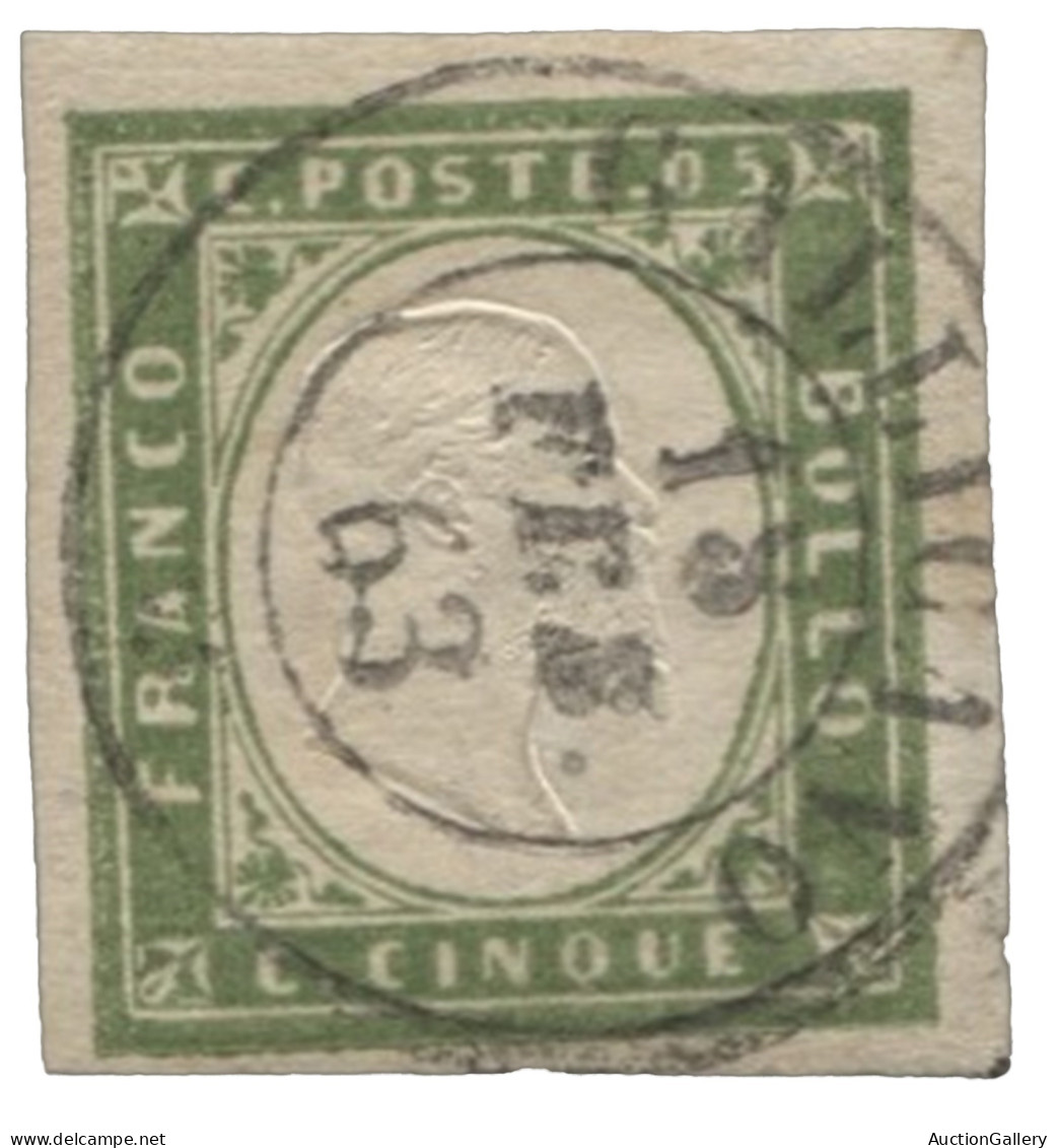 Antichi Stati Italiani - Sardegna - 5 Cent Verde Oliva Ottimamente Marginato Annullato Galliano 18.2.63 In DC - Uso Tard - Otros & Sin Clasificación