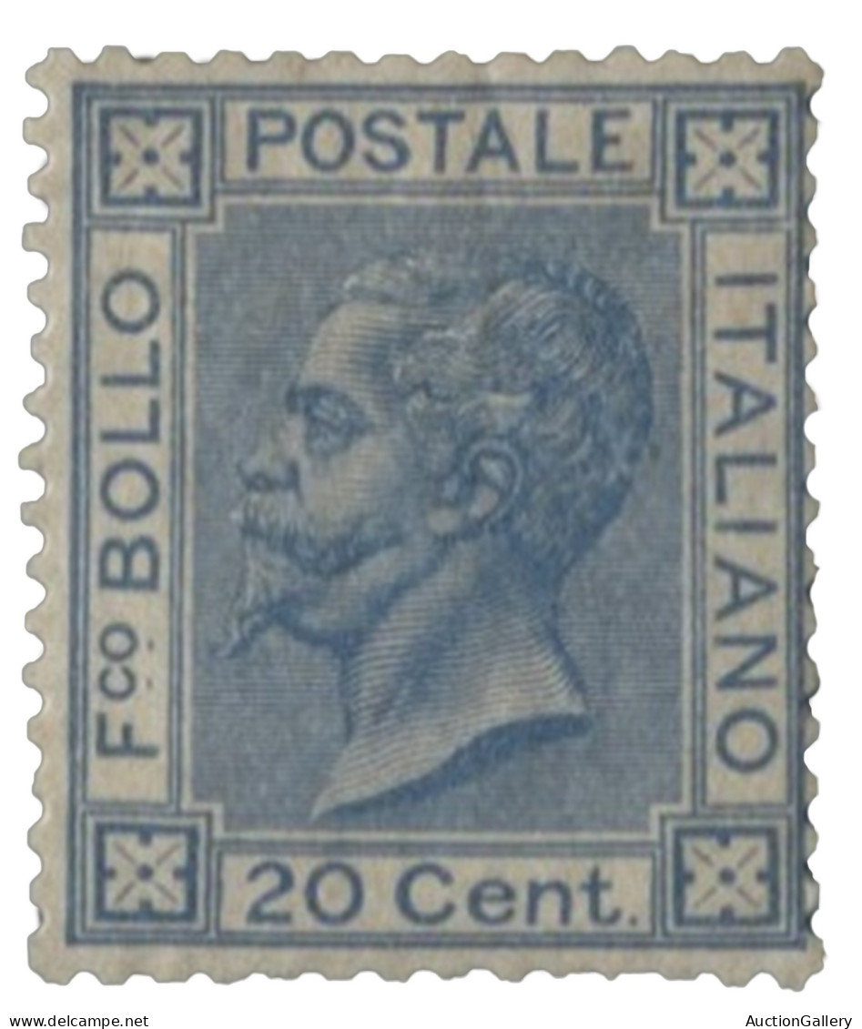 Regno - Vittorio Emanuele II - 1867 Regno - Vittorio Emanuele 20 Cent Azzurro - Bene Dentellato - Cert. Raybaudi - (T26) - Sonstige & Ohne Zuordnung