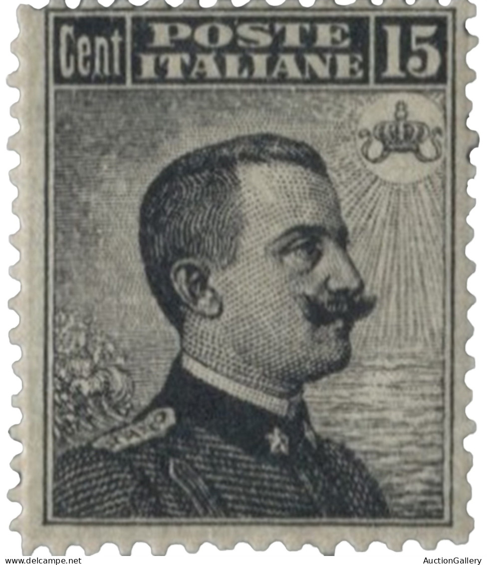 Regno - Vittorio Emanuele III - 1909 Regno - 15 Cent Grigio E Nero Con Vignetta Più Piccola - Cert. Diena - (86) - Otros & Sin Clasificación