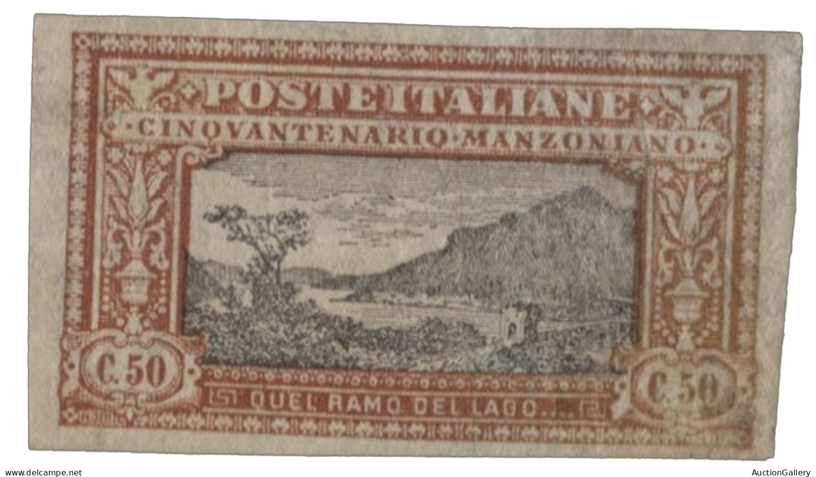 Regno - Vittorio Emanuele III - 1923 Regno - 50 Cent Della Serie Manzoni Non Dentellato - Cert. Diena - Francobollo Non  - Autres & Non Classés