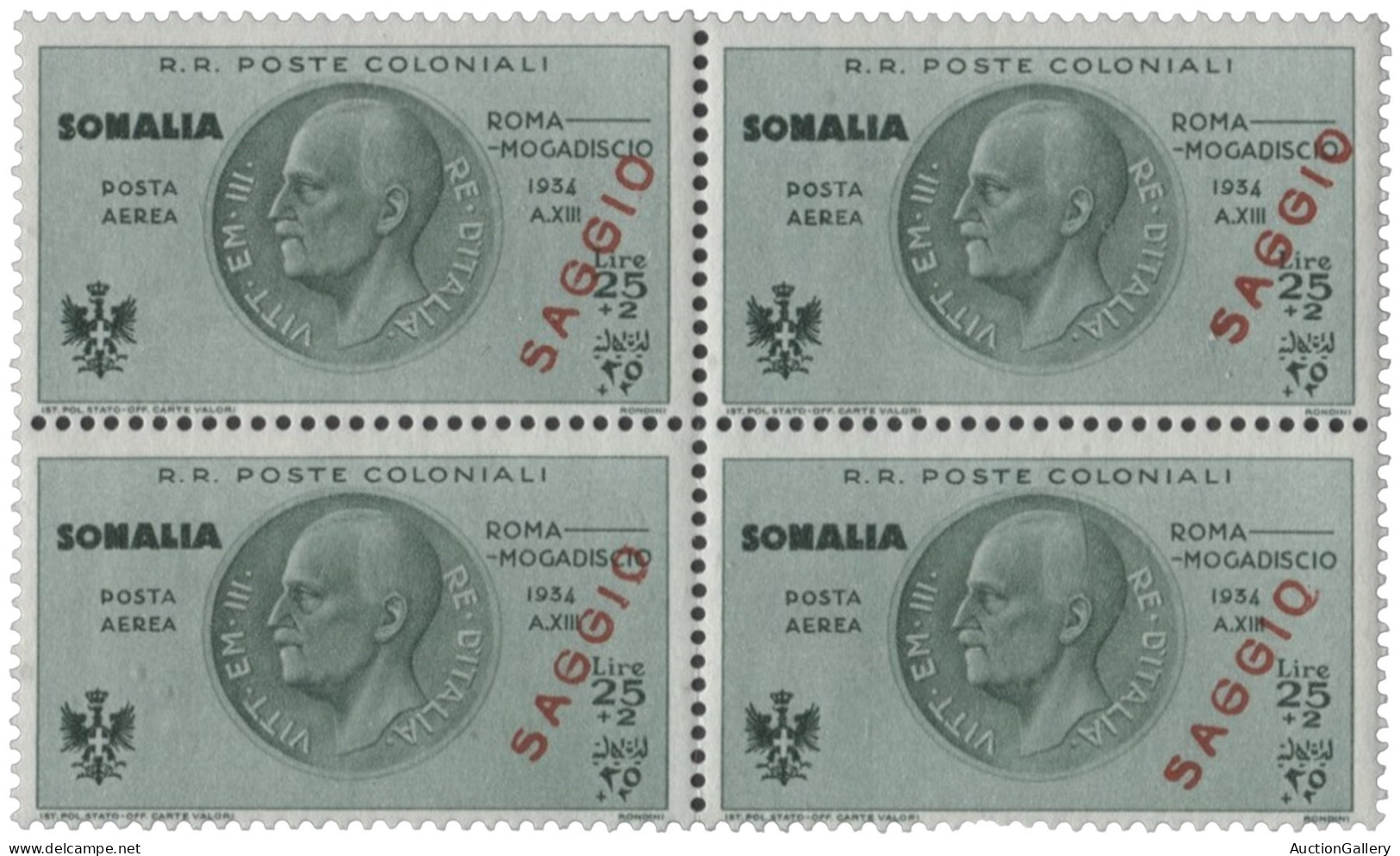 Colonie - Somalia - 1934 Colonie Italiane - Somalia Volo Roma Mogadiscio - Serie Di Dieci Valori In Quartina Soprastampa - Otros & Sin Clasificación