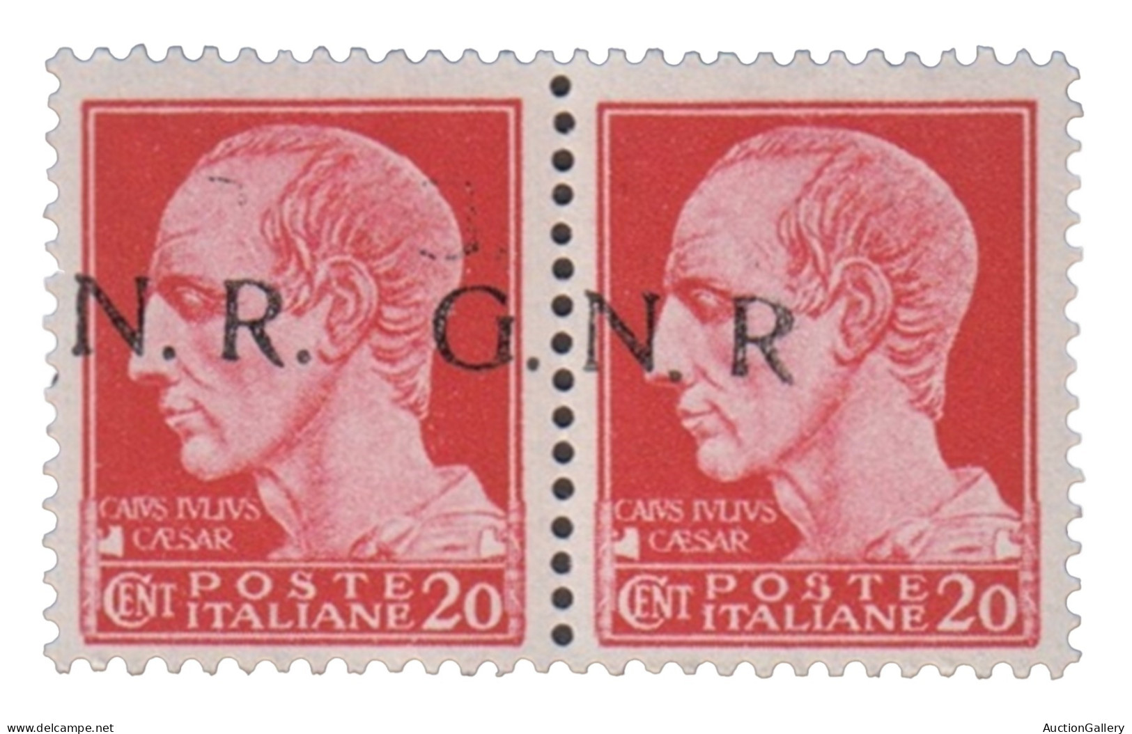 Repubblica Sociale  - G.N.R. Brescia - 1943 - GNR Brescia - Coppia Del 20 Cent Con Soprastampa In Alto E N A Cavallo Più - Other & Unclassified