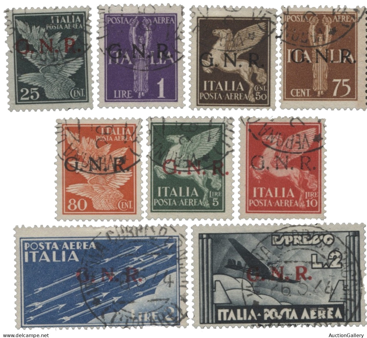 Repubblica Sociale  - G.N.R. Verona - 1944 R.S.I. - Posta Aerea Serie Completa Soprastampata GNR Emissione Di Verona - C - Autres & Non Classés