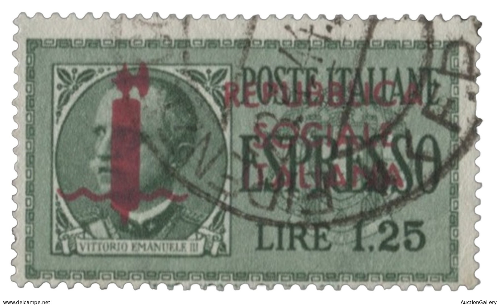 Repubblica Sociale  - G.N.R. Brescia - 1944 R.S.I. - Espresso 1,25 Verde Soprastampato GNR In Carminio Lillaceo Emission - Altri & Non Classificati