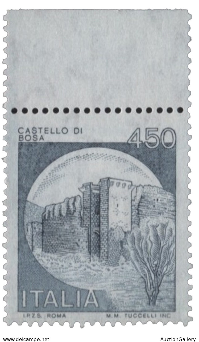 Italia - Repubblica - 1980 Repubblica - 450 Lire Castello Di Bosa Privo Del Colore Rosso Giallo E Celeste - Cert. Diena  - Autres & Non Classés