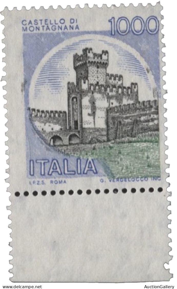 Italia - Repubblica - 1980 Repubblica - 1000 Lire Castello Di Montagnana Privo Del Colore Arancio - Cert. Diena - (Bolaf - Sonstige & Ohne Zuordnung