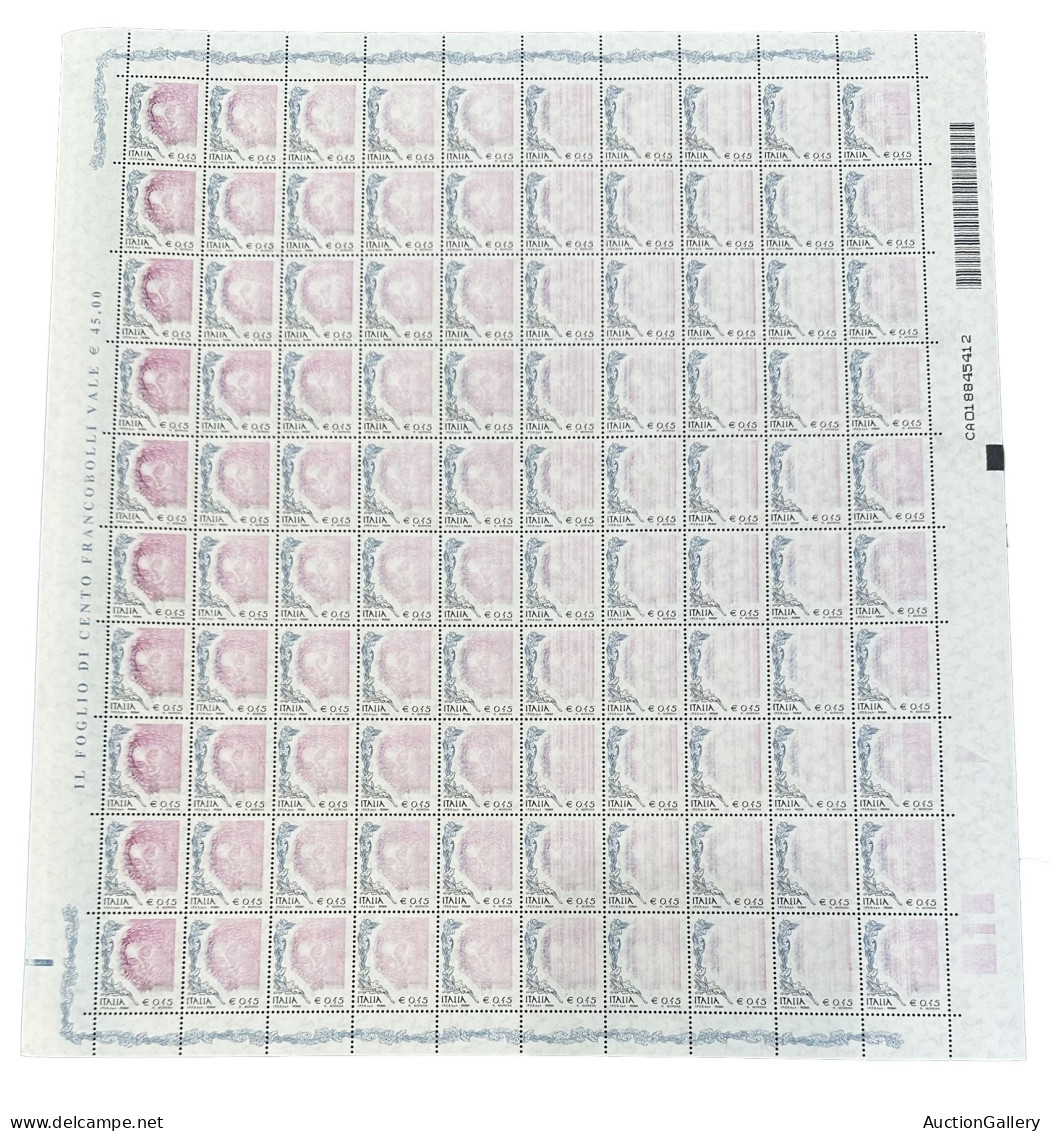 Italia - Repubblica - Donna Nell'arte Foglio Completo Di 100 Es. Con Stampa Evanescente - (2726 Varietà) - Andere & Zonder Classificatie