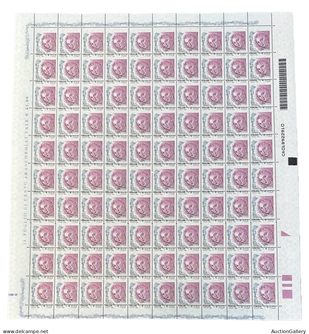 Italia - Repubblica - Donna Nell'arte Foglio Completo Di 100 Es. Con Dentellatura Fortemente Spostata In Alto - (2726 Va - Sonstige & Ohne Zuordnung