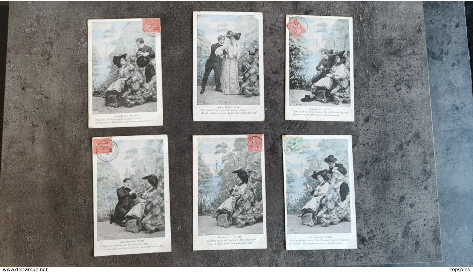 LOT 6 CARTE POSTALE CP FANTAISIE AMOUR AMOUREUSE PÊCHE  ANNEES 1900 TBE - Sammlungen & Sammellose