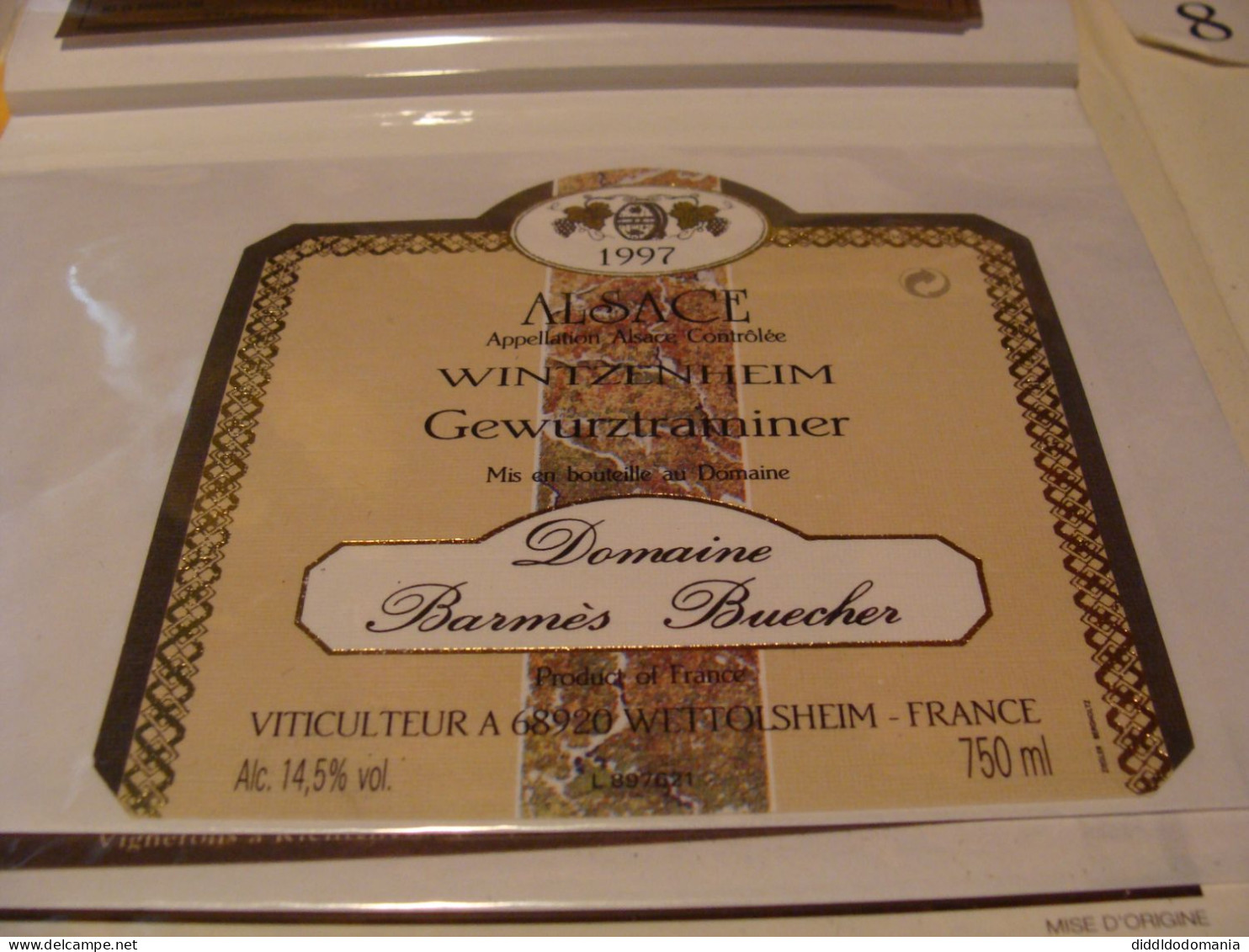 Etiquette De Vin Jamais Collée Wine Label  Weinetikett   1 Etiquettes Alsace Gewurztraminer Barmes Buecher - Gewurztraminer