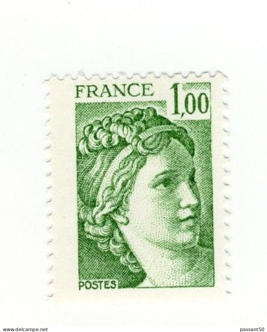 Sabine 1fr Vert YT 1973e Avec Variété Gomme Ultra Brillante "miroir". Superbe, Voir Le Scan. Cote YT : 3 €. - Nuovi