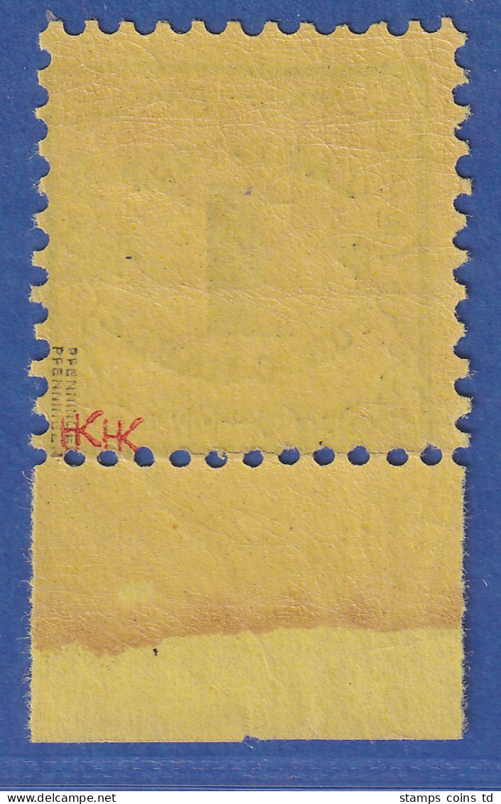 Baden Portomarke 1Kr. Dickes Y-Papier Mi.-Nr. 1y Unterrandstück Postfrisch **  - Neufs