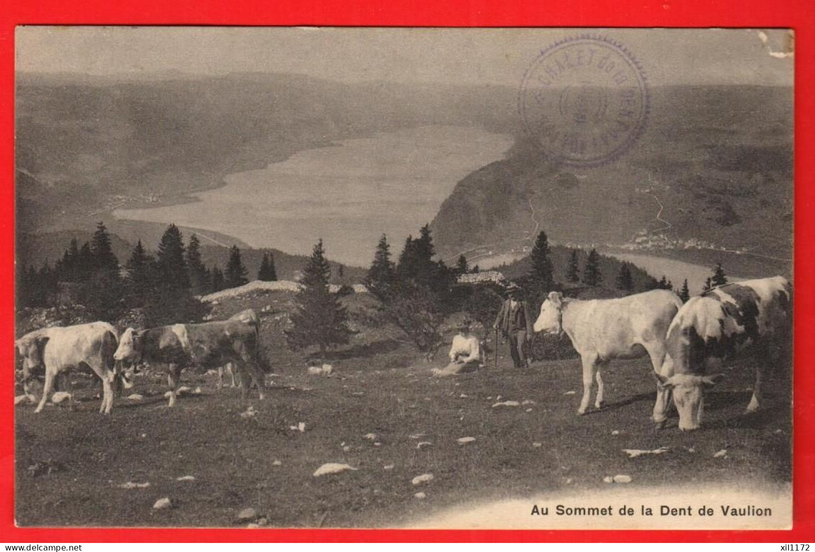 XZH-34  Au Sommet De La Dent De Vaulion  Bergers. Lac De Joux. Troupeau De Vaches. Circ. 1910  Deriaz 1792 - Vaulion