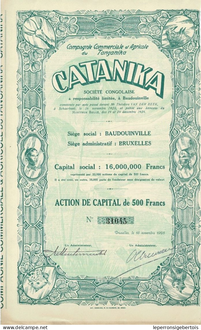 Titre De 1927 - Cie Commerciale Et Agricole Du Tanganika - CATANIKA - Société Congolaise à Responsabilité Limitée - Déco - Afrique