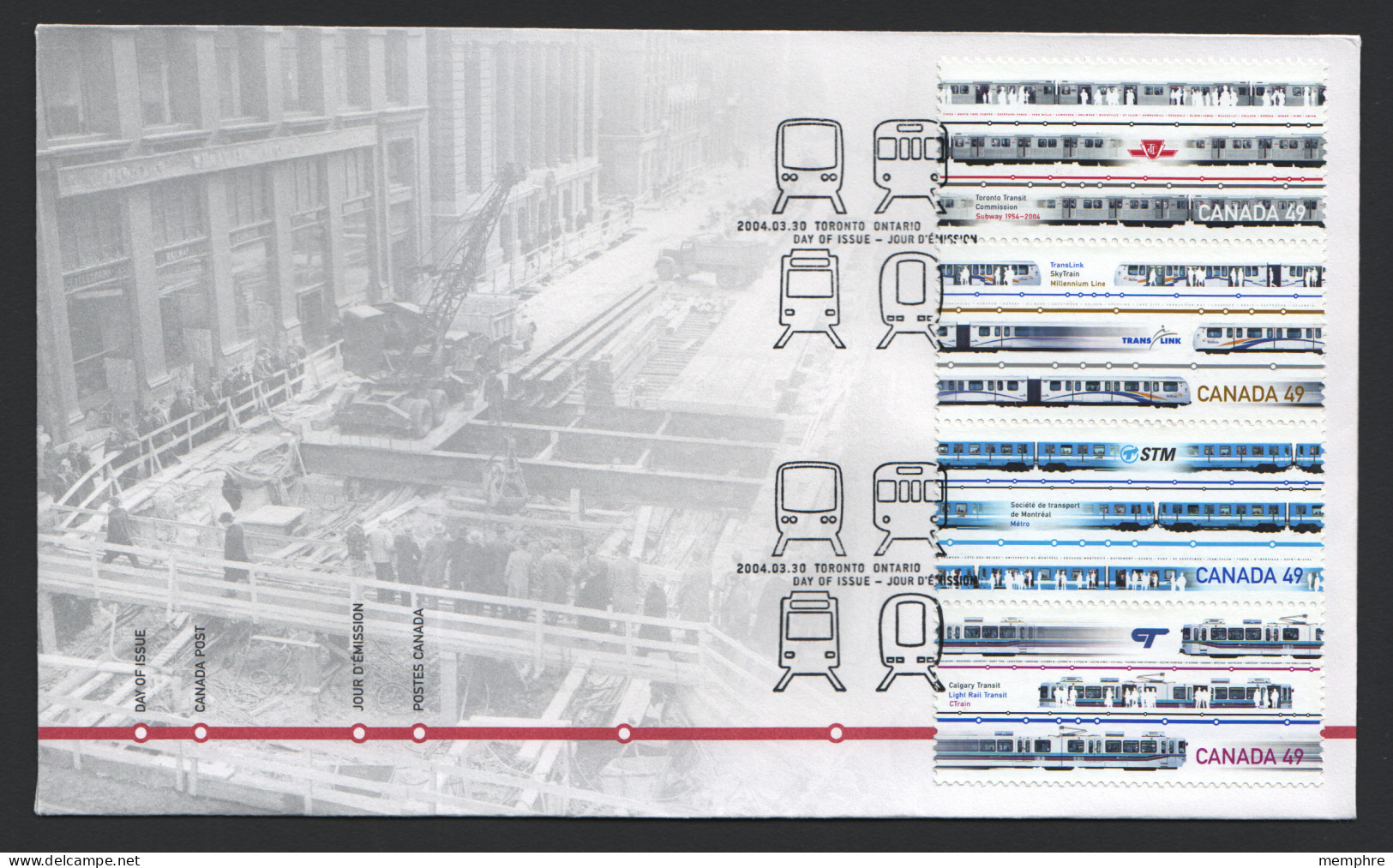 2004   Urban Transit: Montreal, Toronto, Vancouver, Calgary Strip Of 4 Different Sc 2028-31 - 2001-2010