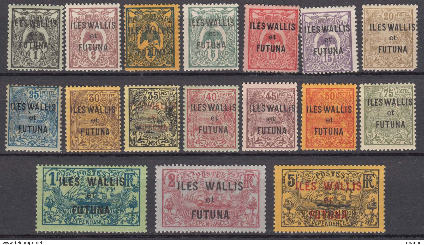 Wallis And Futuna 1920 Yvert#1-17 Mint Hinged (avec Charniere) - Unused Stamps