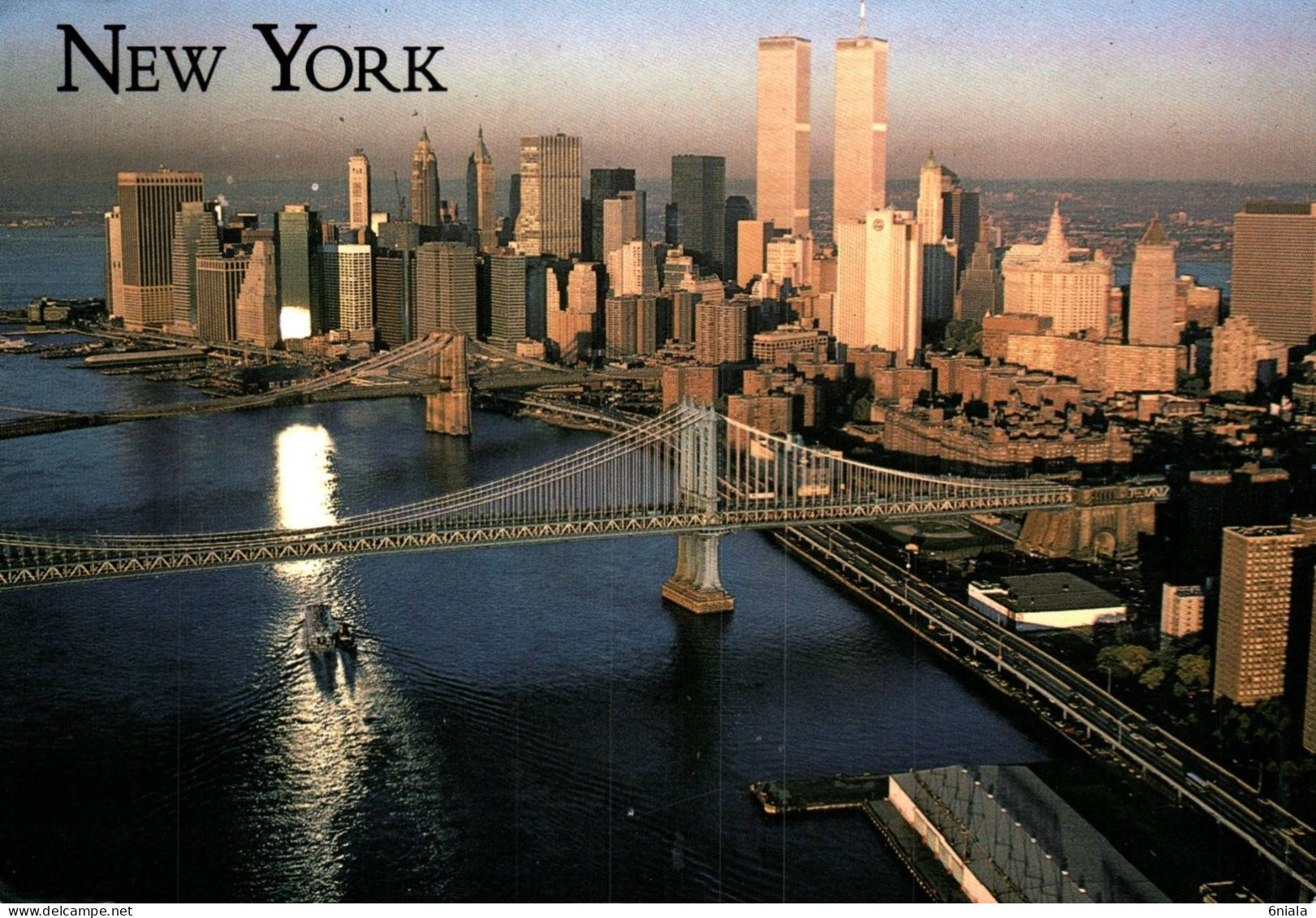 21207  MANHATTAN And Brooklin Bridges NEW YORK 1994 (Tours Jumelles Disparues 11 09 2011)    (2 Scans) - Otros Monumentos Y Edificios