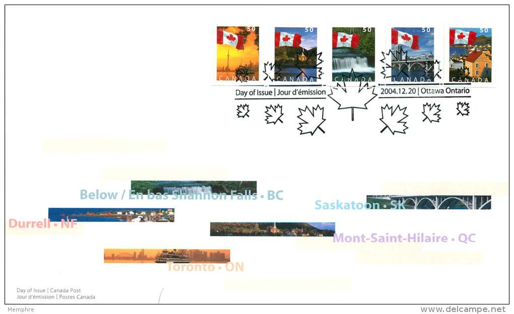 2004   Flag Over Various Towns  Sc 2076-80  From Booklets  Combination FDC - 2001-2010