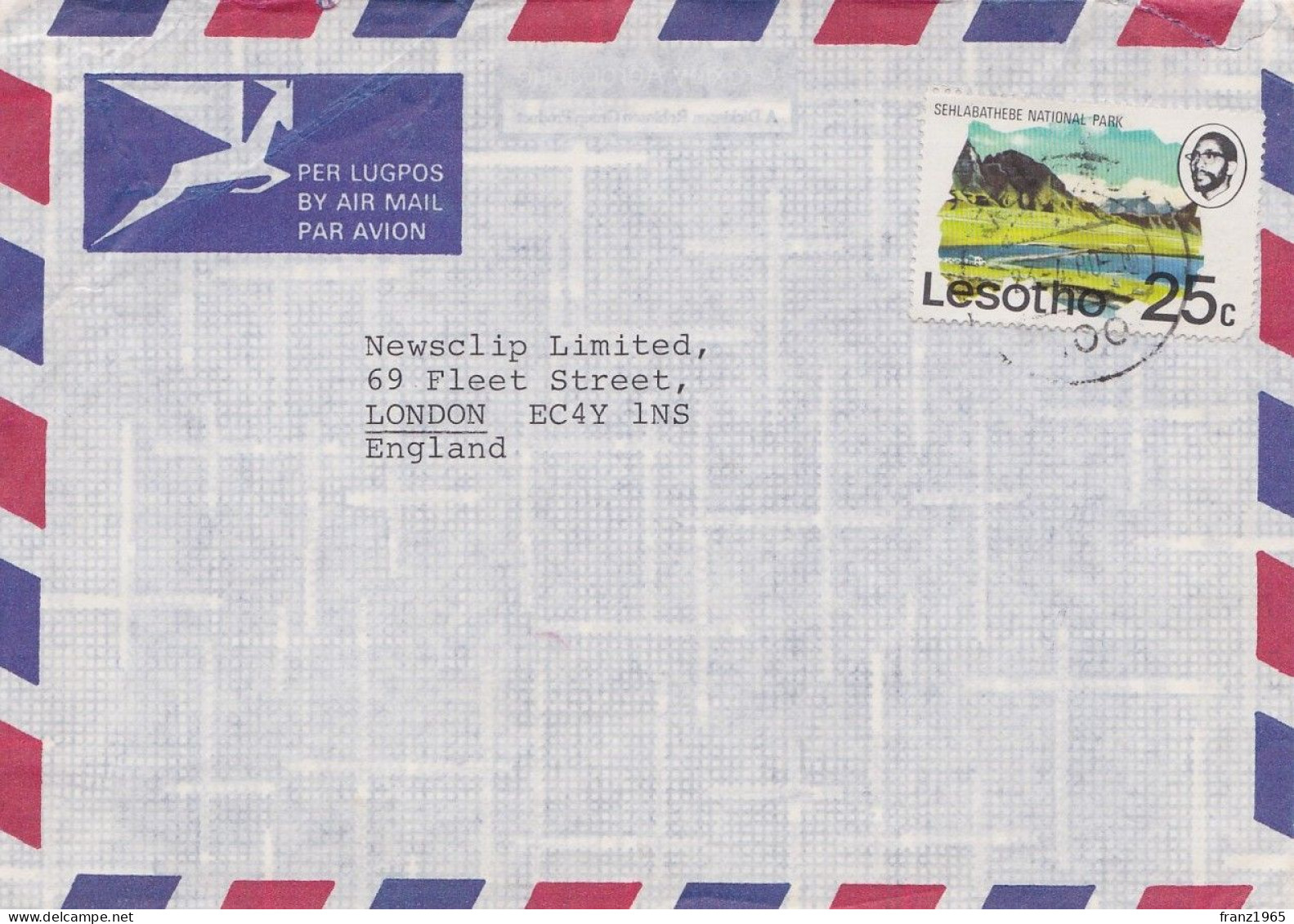 From Lesotho To UK - 1980 - Lesotho (1966-...)