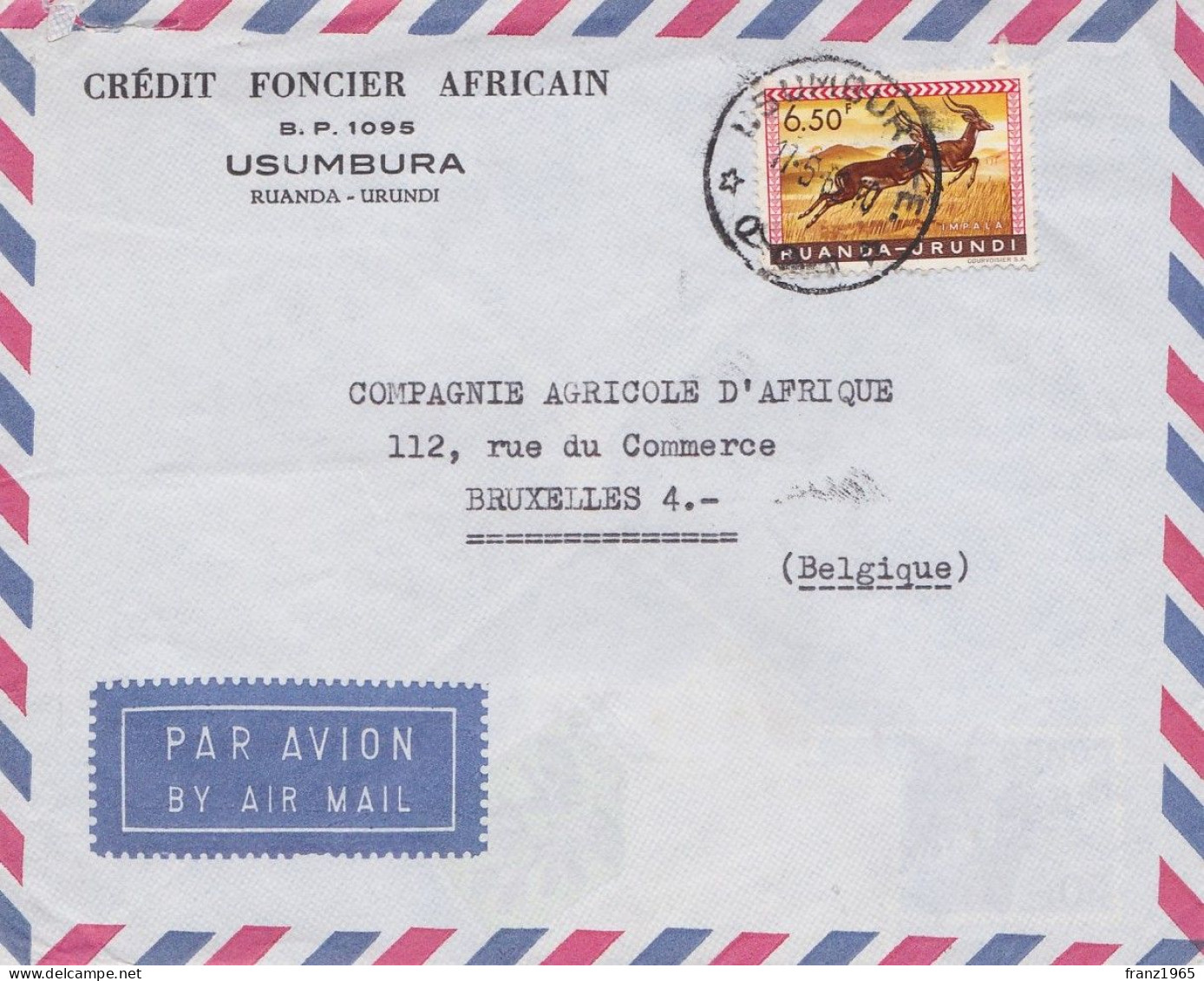 From Rwanda To Belgium - 1970 - Usumbura - Covers & Documents