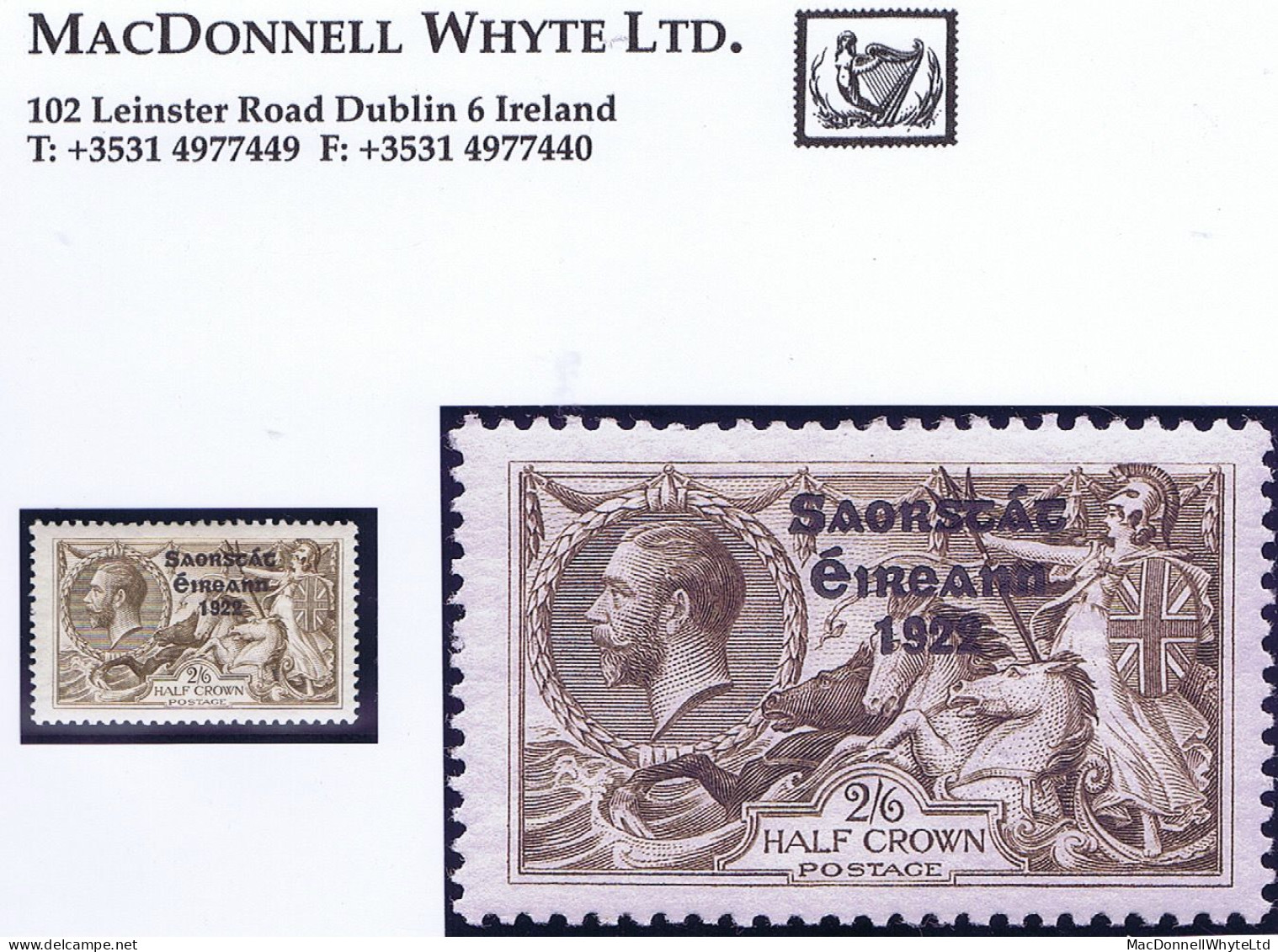 Ireland 1925 Saorstat 3-line Narrow Date Overprint, 2/6d Brown Fresh Mint Hinged - Neufs