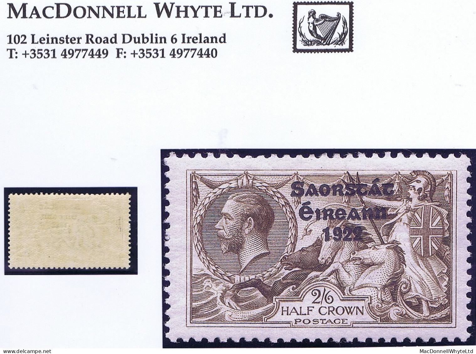 Ireland 1925 Saorstat 3-line Narrow Date Overprint, 2/6d Brown Fresh Mint Hinged - Nuovi