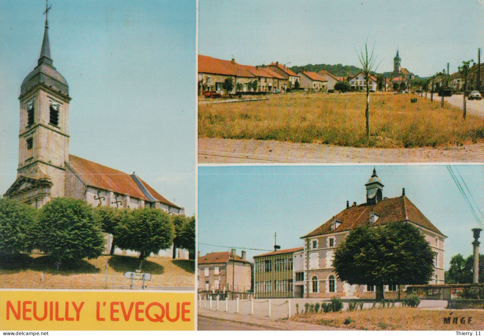 Cpsm 52 Neuilly L'Evêque L'église, La Place La Mairie Et L'école - Neuilly L'Eveque