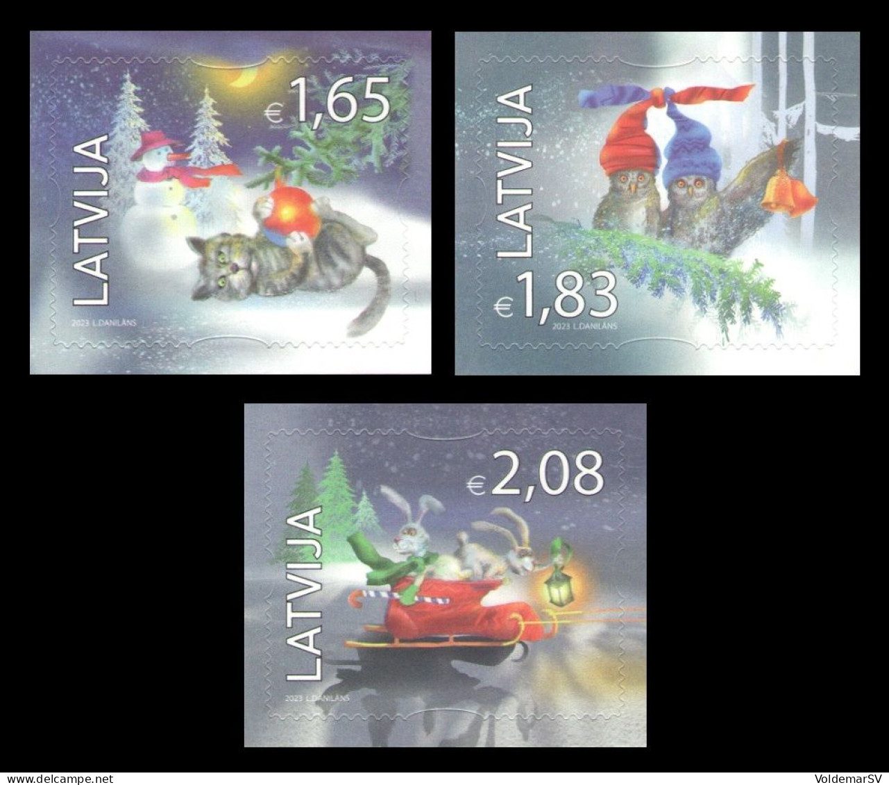 Latvia 2023 Mih. 1207/09 Christmas. Fauna. Cat. Owls. Hare MNH ** - Lettonie