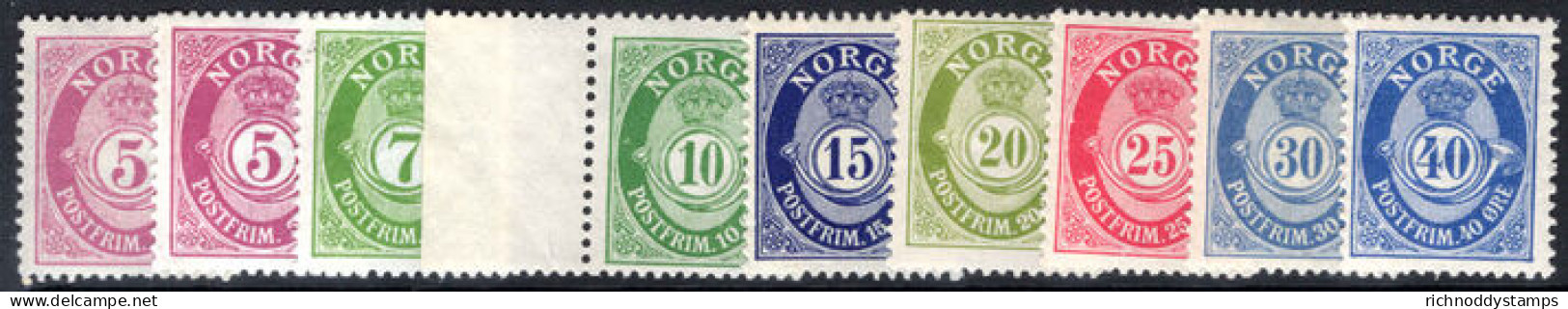 Norway 1920-29 Selection Of Posthorns Fine Unmounted Mint. - Ungebraucht