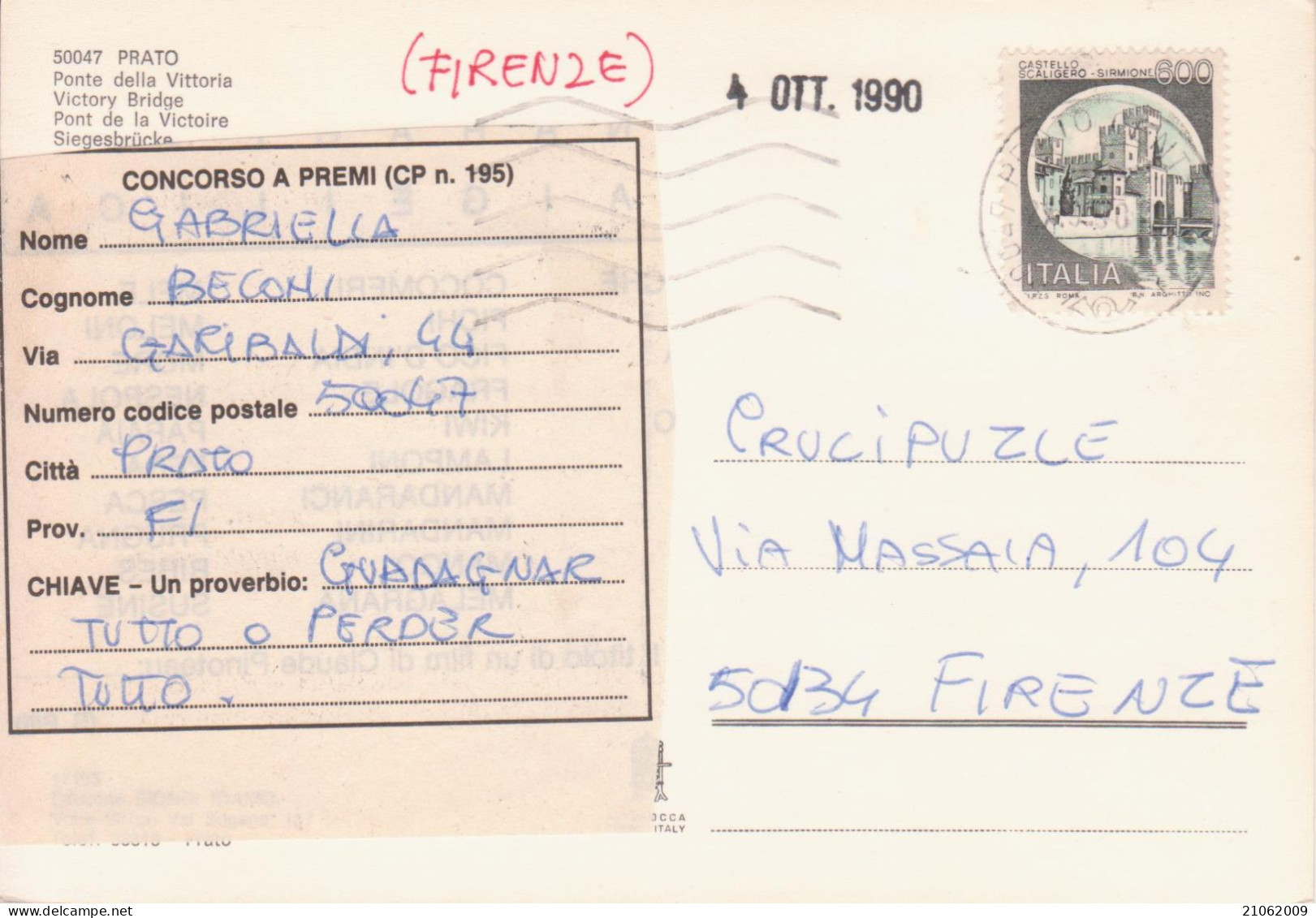 PRATO - PONTE DELLA VITTORIA - V1990 - Prato