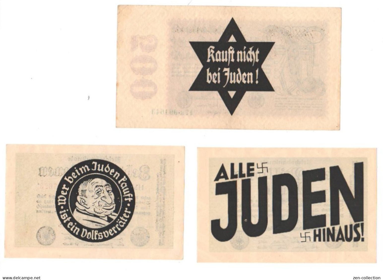 3 Nazi Propaganda FORGERY Ovpt On Genuine 1923 EF - Confederate (1861-1864)