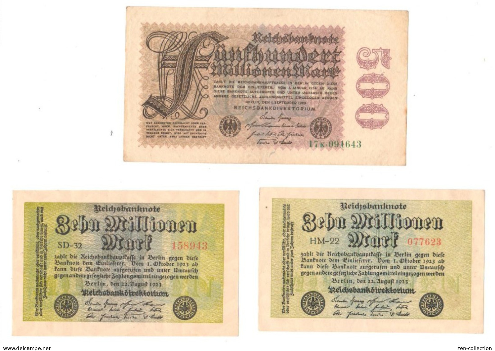 3 Nazi Propaganda FORGERY Ovpt On Genuine 1923 EF - Valuta Della Confederazione (1861-1864)