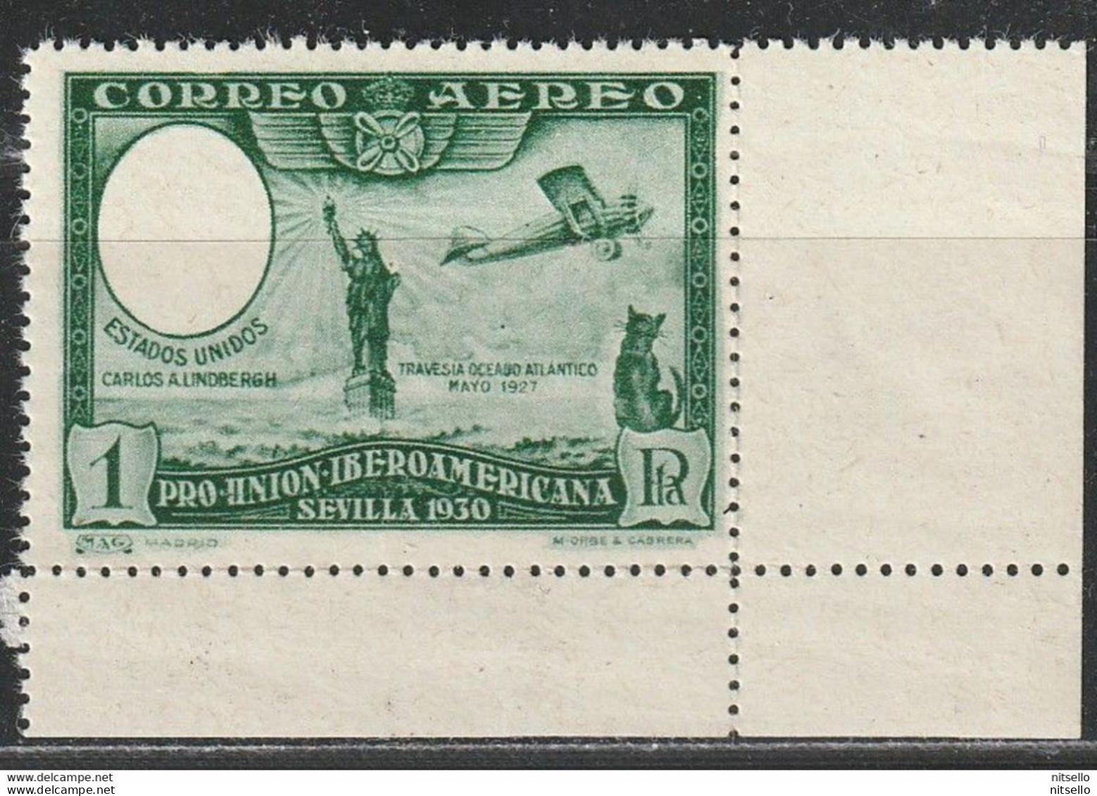 LOTE 2238 F  /// (C250) 1930.  Edifil: 588. PRO UNION IBEROAMERICANA AEREA. SIN EFIGIE  MUY RARO - Neufs