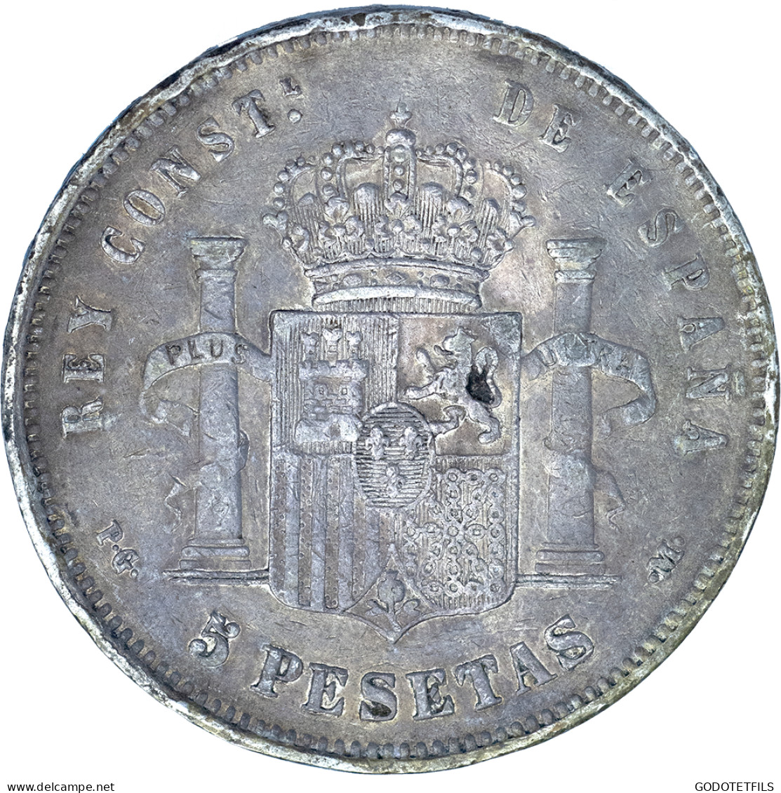 Espagne-Alphonse XIII 5 Pesetas 1891 Madrid - Autres & Non Classés