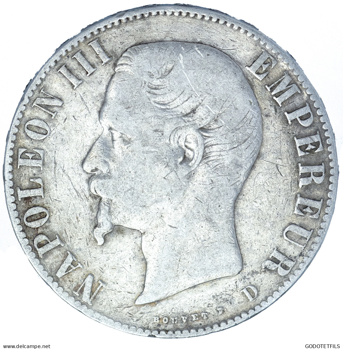 Second-Empire- 5 Francs Napoléon III Tête Nue 1855 Lyon - 5 Francs