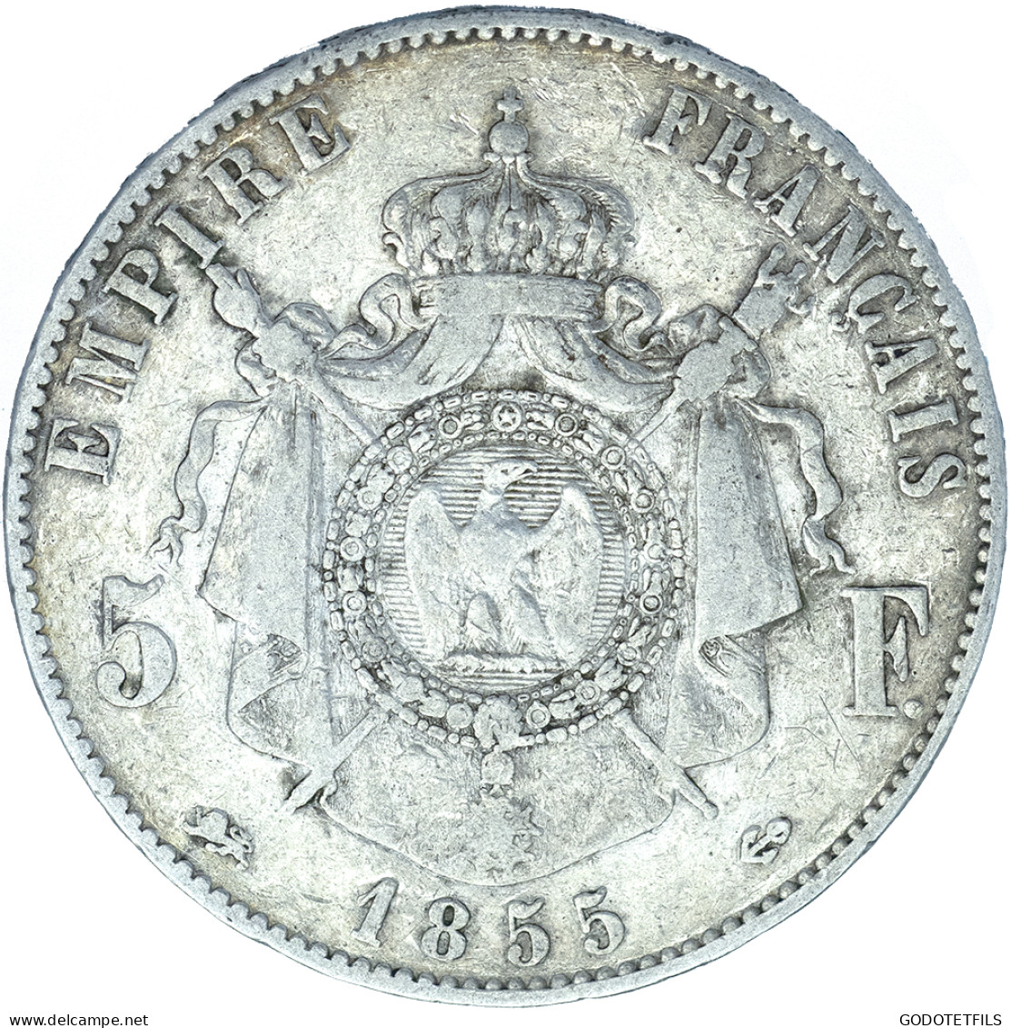 Second-Empire- 5 Francs Napoléon III Tête Nue 1855 Lyon - 5 Francs