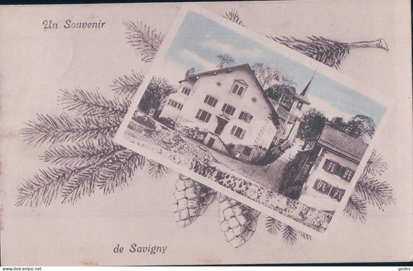 Souvenir De Savigny VD, Eglise Et Ecole (50808) - Savigny