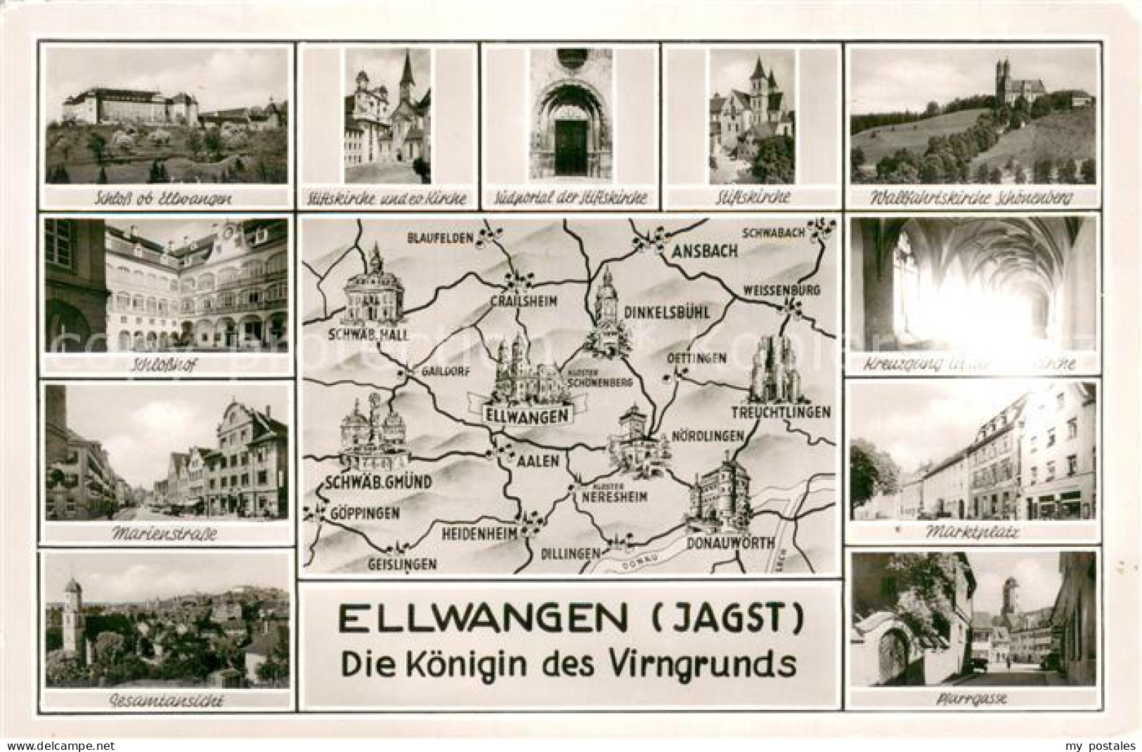 73765516 Ellwangen Jagst Schloss Schlosshof Marienstrasse Panorama Stiftskirche  - Ellwangen