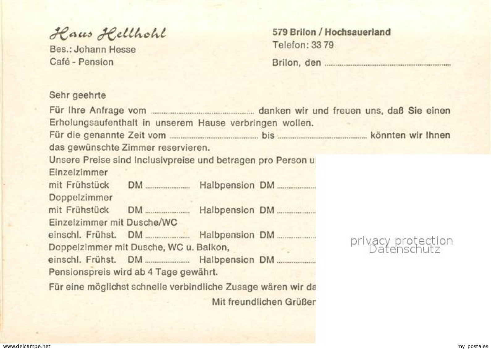 73731926 Brilon Cafe Pension Hellhohl Gastraum Fremdenzimmer Brilon - Brilon