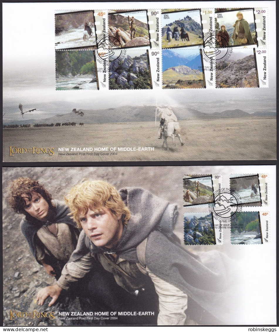 NEW ZEALAND 2004 Lord Of The Rings: Middle Earth, Block Of 8 And 4 S/A’s FDC’s - Fantasy Labels