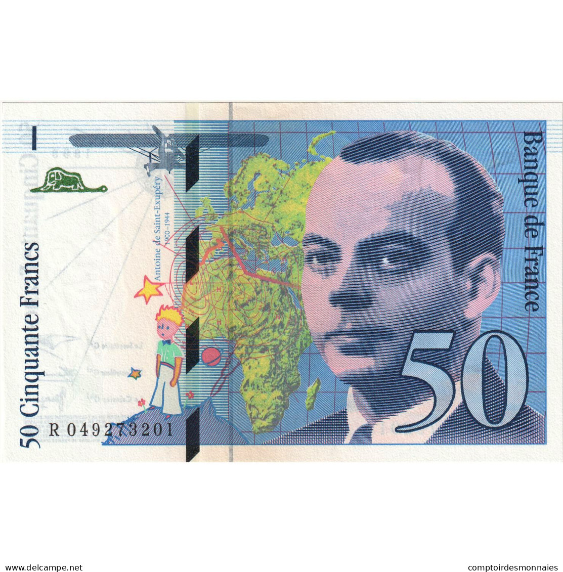 France, 50 Francs, St Exupéry, 1999, R049273201, SPL, Fayette:73.5, KM:157Ad - 50 F 1992-1999 ''St Exupéry''