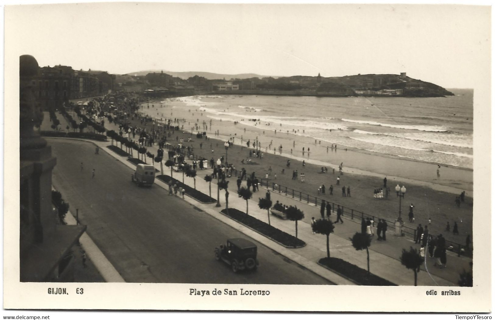 Postcard - Spain, Asturias, Gijón, San Lorenzo Beach, N°373 - Asturias (Oviedo)