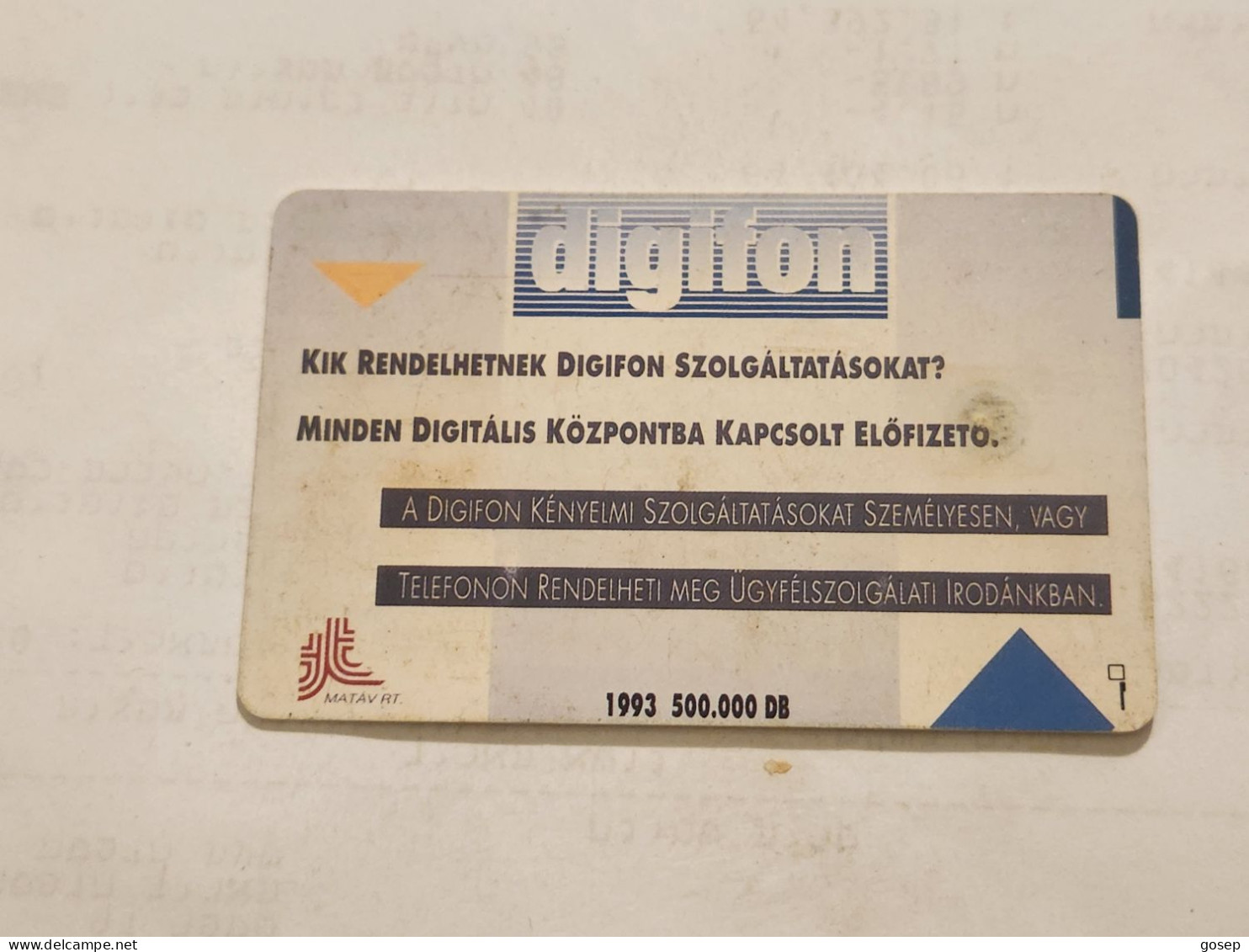 HUNGARY-(HU-P-1993-16Aa)-DIGIFON-(172)(120units)(10/93)(tirage-500.000)-USED CARD+1card Prepiad Free - Ungheria