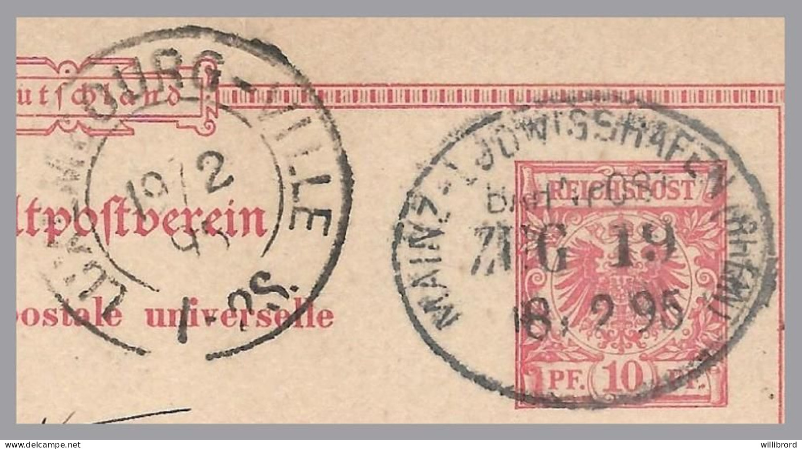 GERMANY Incoming To LUXEMBOURG-NEUDORF 1895 Mainz-Ludwigshafen (Rhine) Bahnpost Zug 19 RPO Bayerthal & Levy - Altri & Non Classificati