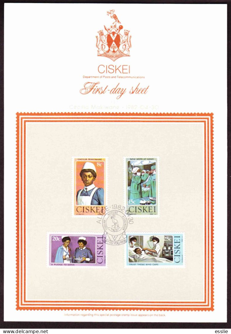 Ciskei - 1982 - Nursing In Ciskei Cecilia Makiwane - First Day Sheet - Medium - Ciskei