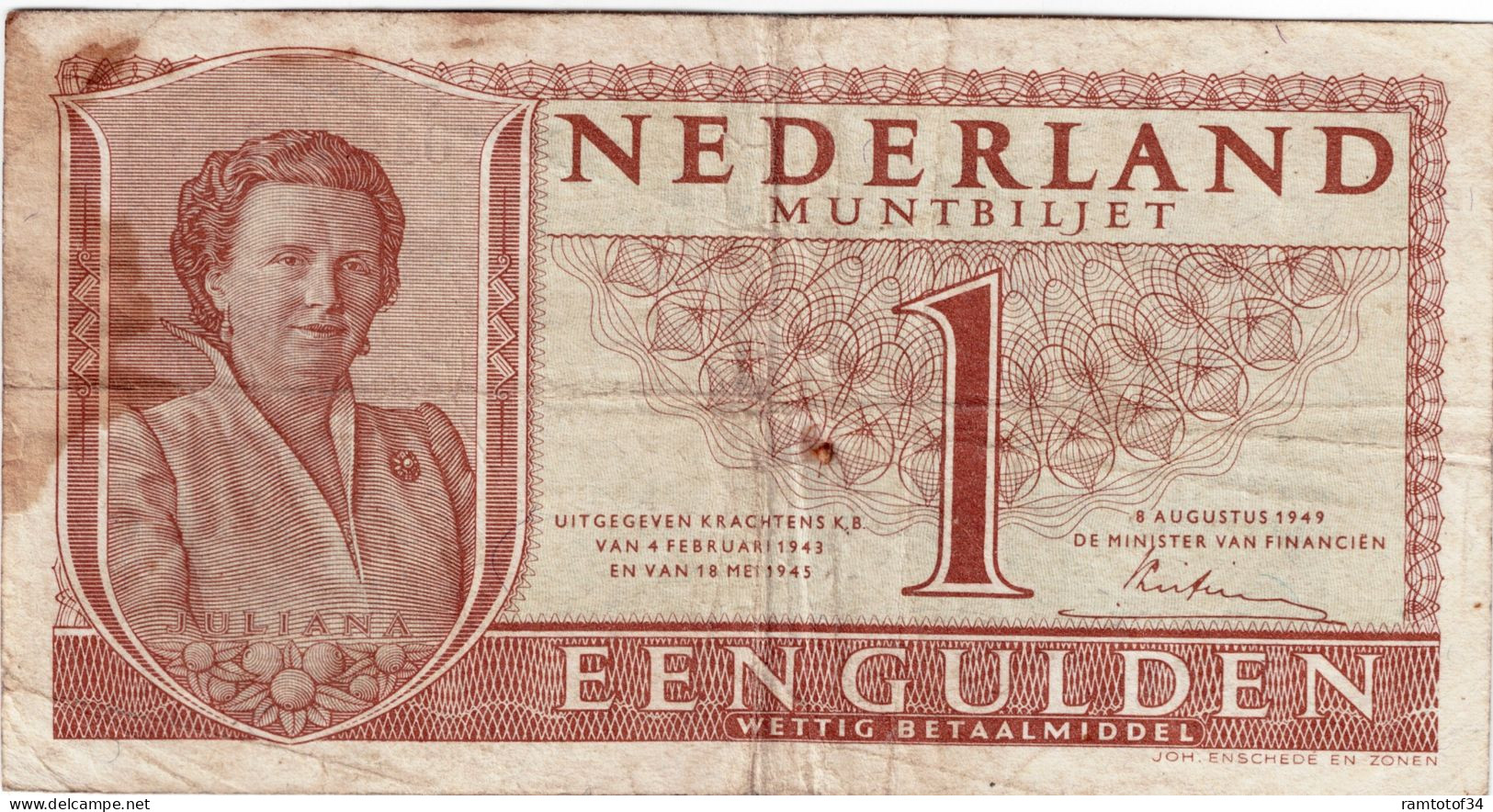 PAYS-BAS - 1 Gulden 1949 - 1 Gulden